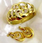 Vtg Runway Gp Book Piece Napier Swirl Openwork Modernist Bracelet Earrings 80s