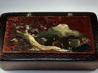 Antique German Hand-painted Papier-mache Faux Tortoise Shell Snuff tobacco Box