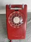 Vintage Bell Systems Red Rotary Dial Wall Mount Telephone 554 A b Untested