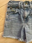 Vtg 80s Le Tigre Light Blue Denim Shorts Frayed Hem Embroidered Patch Boys 2t