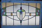 Pretty Abstract Large Old English Leaded Stained Glass Window 30  X 21 