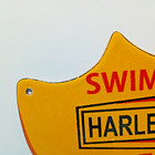 Vintage Swims Harley Davidson Porcelain Enamel Sign 10  X 5  Inches