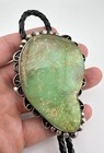 Huge 3 5  Navajo Sterling Silver High Grade Royston Turquoise Bolo Tie 112 9g