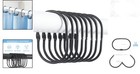 12 Pack Black Metal Shower Curtain Rings Hooks Oval Snap Rustproof Bathroom