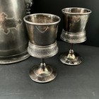 Antique Simpson Hall Miller Quadruple Silver Plated Water Pitcher  22 W goblets