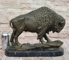 Antiqued Hot Cast Vienna Bronze Bison Buffalo Statue Sculpture Animal Decor Sale
