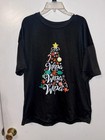 Christmas Tree Graphic Screen Print  wepa Wepa Wepa  Black Tee Shirt Large Nwot