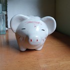 Rare 1940s Uhl Pottery Pig Bank Army Air Forces Cents For Defense Hitler Rear