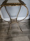 Antique Victorian Ornate Cast Metal Brass Fern Plant Stand W marble Top Beauty 