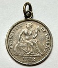1882 10c Seated Liberty Dime Engraved    jim    Love Token Vintage Pendant Silver