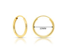 14k Solid Yellow Gold Endless Hoop Earrings 10mm-20mm Wide And 1mm Thick