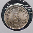 1935 Circulated  600  Silver 5 Cents Straits Settlements   British-india 