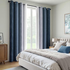 Navy Blue Grey Ombre Blackout Curtains 84 Inch 2 Panel Grommet Window Drapes Set