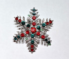 Snowflake Silver Crystal Rhinestone Brooch Pin Pendant With Gold Bag