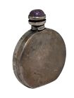Vintage Mexico Signed Solid 925 Sterling Silver Amethyst Perfume Snuff Bottle 