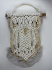 Vintage Macrame Owl Mid Century Modern Boho Jute Wall Hanging Fluffy Wood Eyes