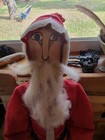 Vintage Primitive German Folk Art Hand Painted Cloth Faced Santa Claus Doll
