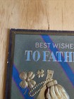 Best Wishes To Father Horseshoe Lucky Rabbit Foot Shamrock Greeting Card Vtg