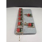 Vintage Estate Reverse Carved Lucite Rose Bracelet Earrings Set Red Gold 7