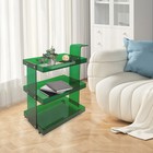 Green 3-tier Mobile Acrylic Storage Cart Floor Standing Utility Cart 80cm Modern