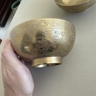 Rare 2 Pc Vintage Brass Inlay Round Shape Asian Dragon Pattern Fruit Bowl 4 5   