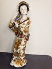 1950s Japanese Kutani-style Porcelain Geisha Figure Gilt Raised Enamel 18    Tall