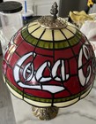 Vintage Coca Cola Tiffany Style Plastic Stained Glass Style Shade Lamp 15    Coke