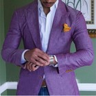 Linen Men Suits Peak Lapel Business Wedding Tuxedos Summer 2 Pieces Party Wear