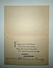 Vtg Christmas Card Corner Poinsettias Snowy Scene Coach Folks Couple Wave 1930s
