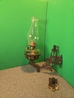 Antique Cast  Iron Oil Lamp Wall Mount Swing Sconce   Victorian 