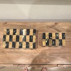 Set Of 2 Rectangular Decorative Boxes With Lid Black Beige Checked