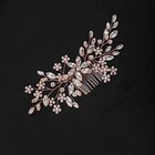  Bridal Hair Comb Crystal Bride Wedding Hair Comb Rhinestone Flower Rose Gold