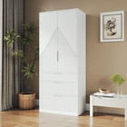 71 7  Wardrobe Armoire Wooden Closet With 2 Doors And 3 Drawers  Bedroom Armoire