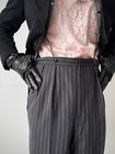 Vintage 1930s Dutch Bespoke Striped Suspender High Waist Trousers