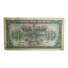 1943 Belgium 10 Francs Paper Money Banknote - P    122