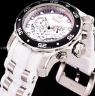 Invicta Mens Pro Diver Scuba Chronograph Black Silver Dial White Strap Watch