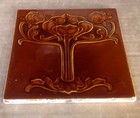 England - Antique Art Nouveau Majolica Tile C1900