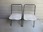 Lot Of 2 Vintage Mid Century Mcm Cosco All Metal Padded Seat Folding Chair