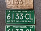 Very Rare 1963 Michigan License Plate Plates Pair Original Chevy Ford Unused