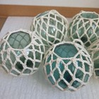 Glass Fishing Float Buoy Ball Vintage Japanese Set Of 5 Diameter 10cm Net Japan
