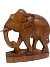Hand Carved Teak Elephant Vintage Wooden Figurine Wood Statue Thailand Sculpture