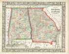 1860 Antique Maps Of Georgia   Alabama  12  X 15  Mitchell s Atlas