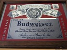 Budweiser Genuine Lager Beer Framed Advertising Mirror Sign Vintage Decor Red