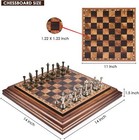 Vintage Chess Set wood Chess Board With Storage metal Chess Pieces  Classic Game