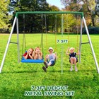 660lb 7 3ft Tall Heavy Duty Metal Swing Set For Outdoor With 3 Adjustable Swings