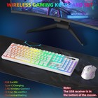 Wireless Gaming Keyboard And Mouse Combo - Rgb Backlit  Rechargeable  White