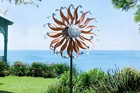 Retro Wind Spinners Outdoor Metal Large84  height With Stable Stake Metal Garden