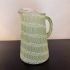 Vintage Mcm Green Glass Pitcher Spaghetti String Wrapped Mid Century 8 75   