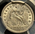 1853 Arrows Seated Liberty Dime     Pcgs Au55 Cac    
