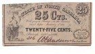 1863 North Carolina 25 Cent Fractional Civil-war Era Obsolete Treasury Note Xf